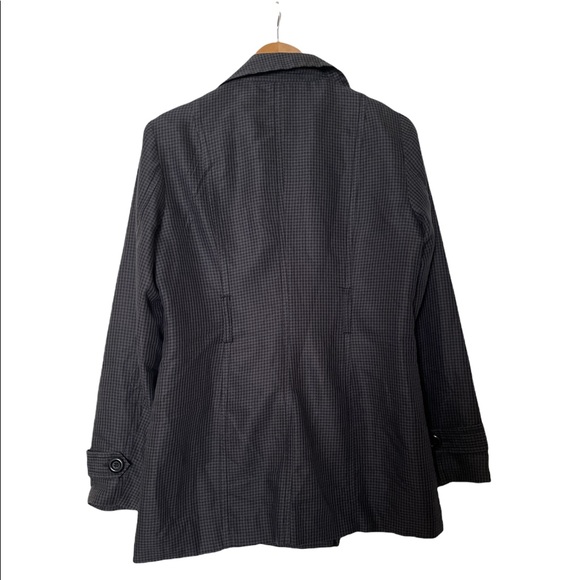 ☔️ Classy charcoal raincoat with discrete plaid pattern size Large - Picture 3 of 7